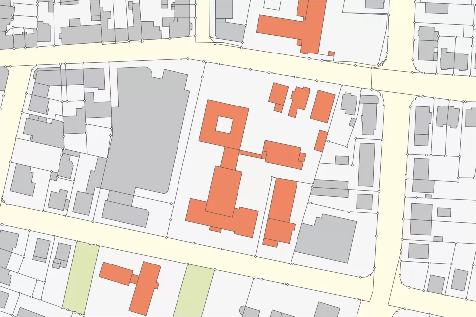 Illustrated map of building plats